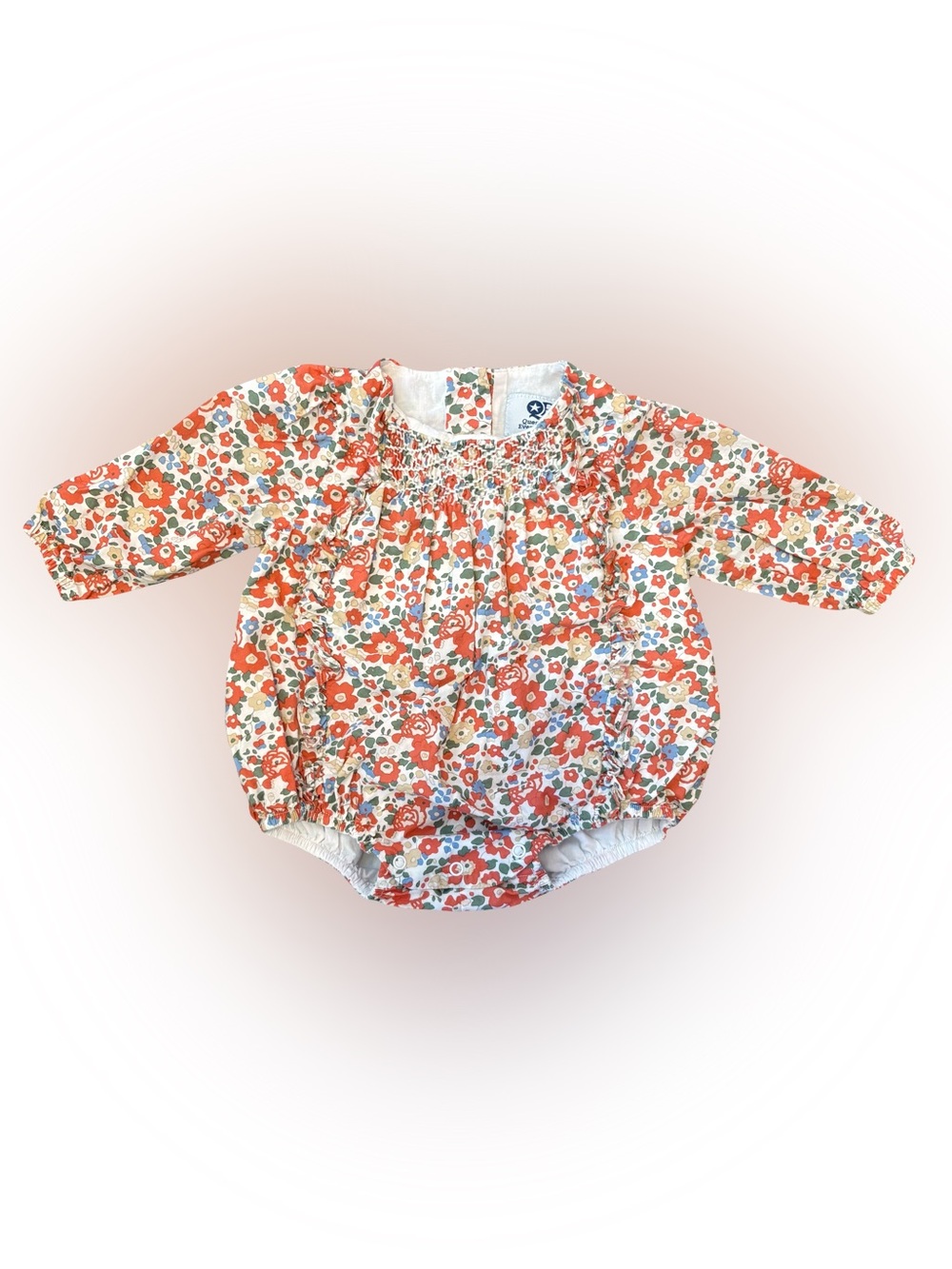 Question Everything 3-6 Months Girls Hand- Smocked Baby Bubble - Nia - Floral